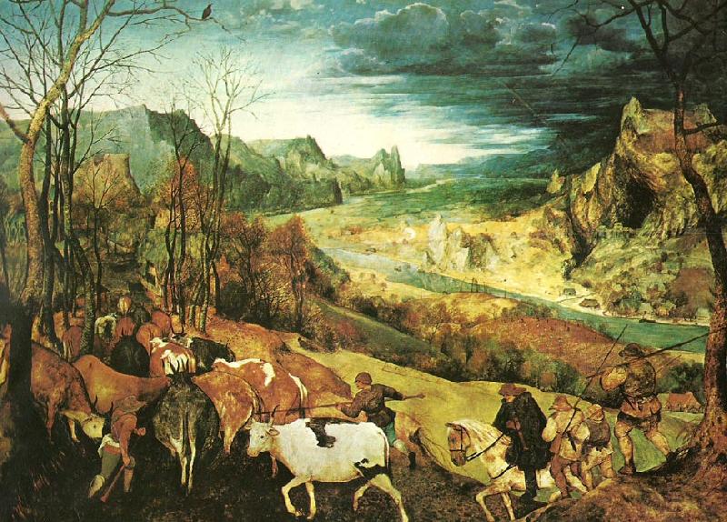 hjorden drives hem ,oktober eller november, Pieter Bruegel